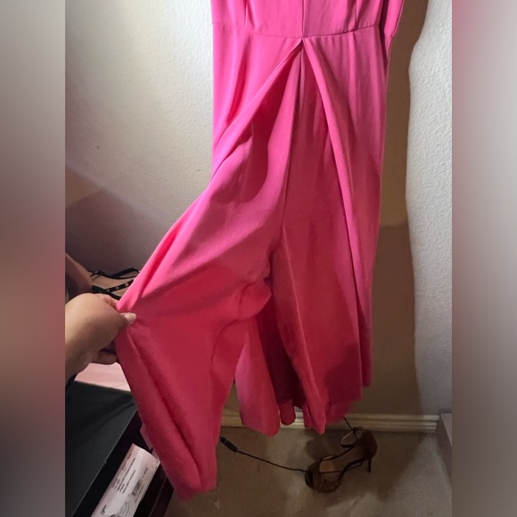 Adrianna Papell Overlay Wide leg Jumpsuit in Bubblegum Pink Size 14US Like New - Picture 8 of 14